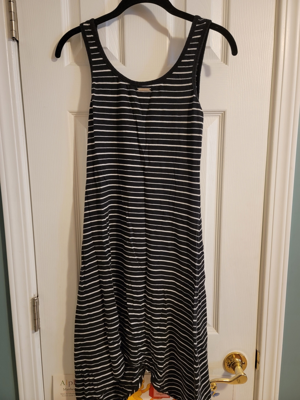 Marc New York Black and White Striped Sleeveless Midi Dress